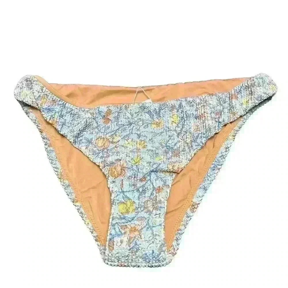 J Crew Small Scrunchie High-Cut Bikini Bottom Afternoon Floral Size 3X NWT